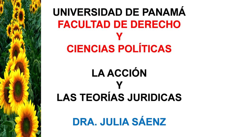 UNIVERSIDAD DE PANAMÁ FACULTAD DE DERECHO. Y. CIENCIAS POLÍTICAS. LA ACCIÓN. LAS TEORÍAS JURIDICAS.