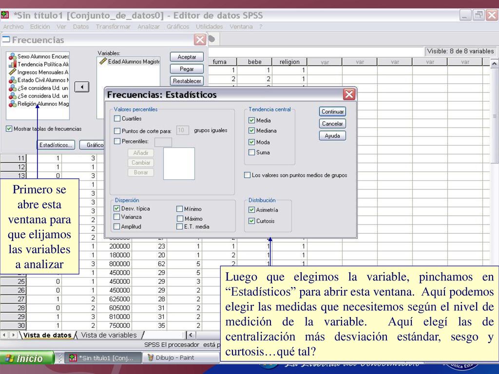Primero se abre esta ventana para que elijamos las variables a analizar
