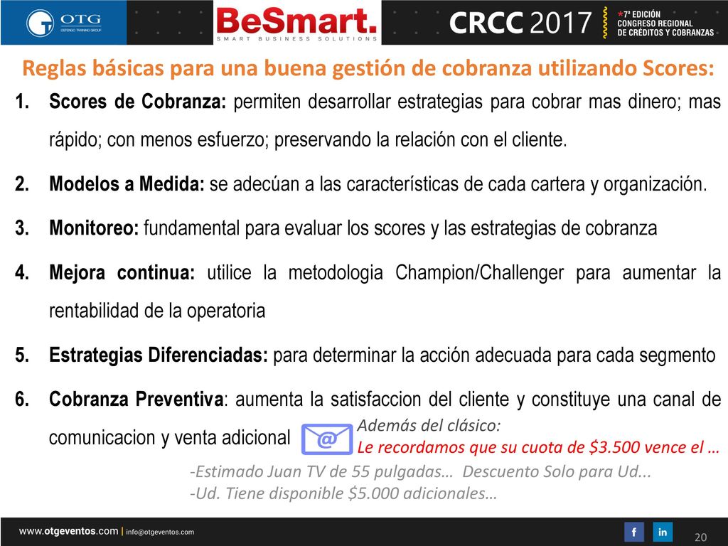 Reglas básicas para una buena gestión de cobranza utilizando Scores: