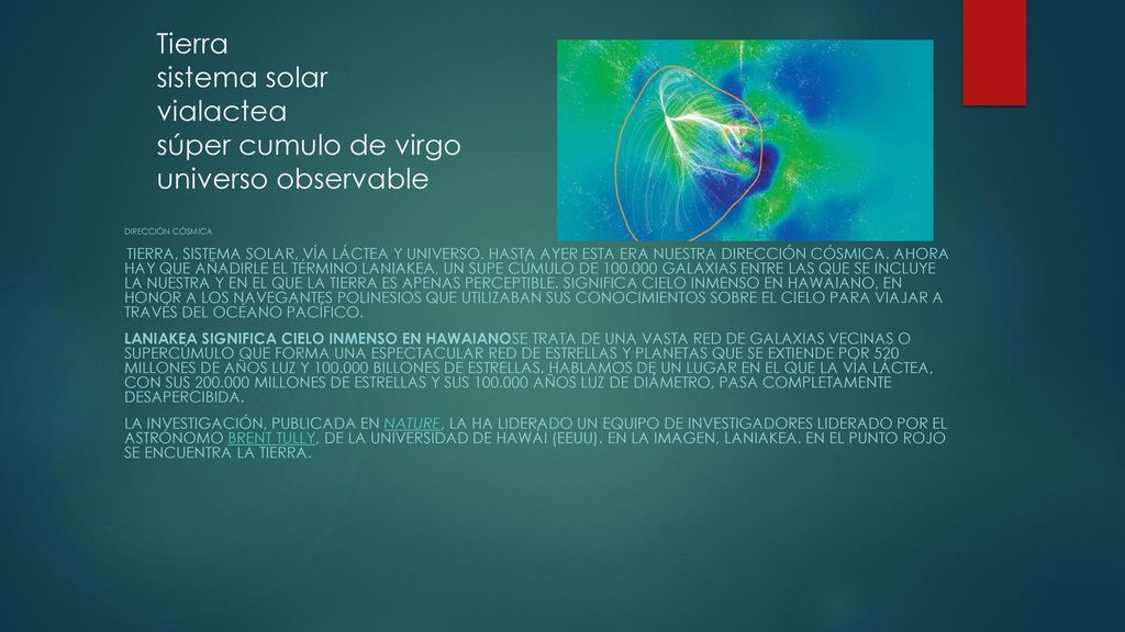 Tierra sistema solar vialactea súper cumulo de virgo universo observable