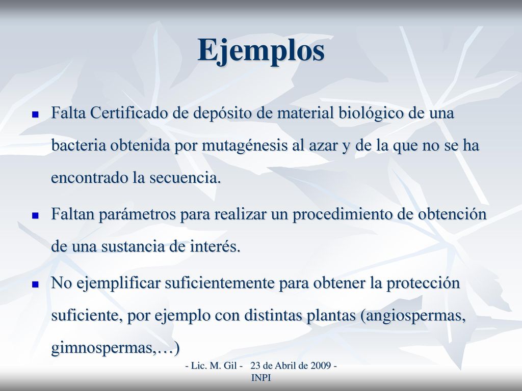 - Lic. M. Gil - 23 de Abril de INPI