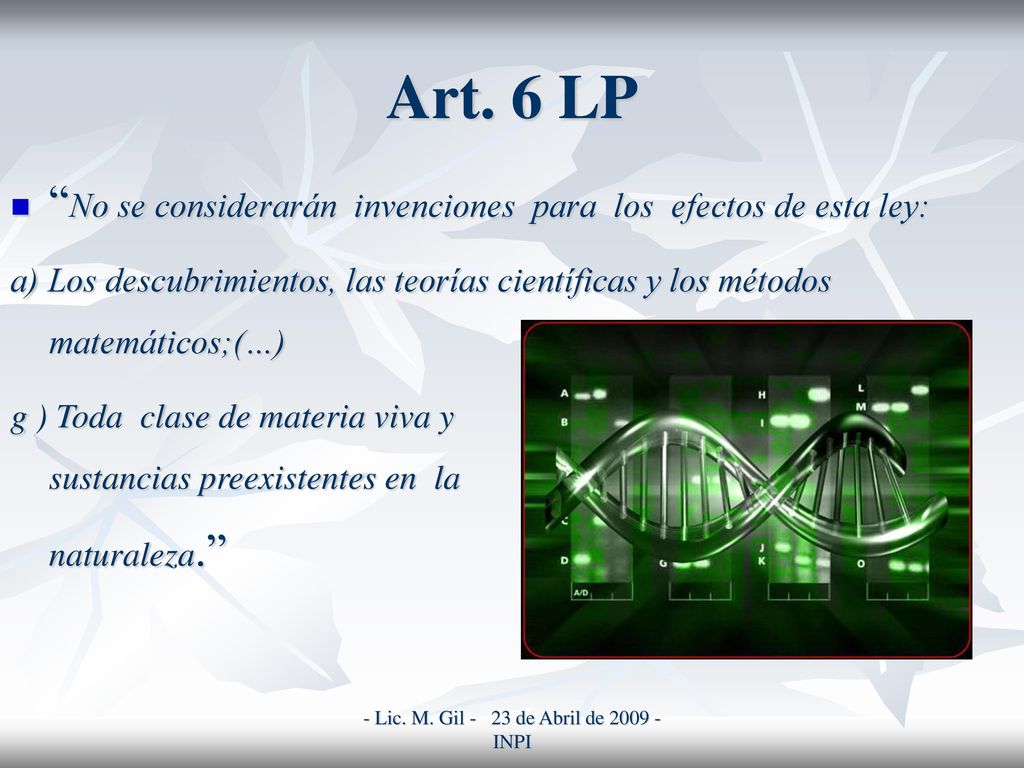 - Lic. M. Gil - 23 de Abril de INPI