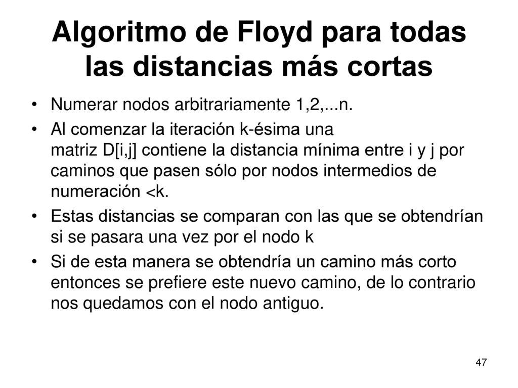 Algoritmo de Floyd para todas las distancias más cortas