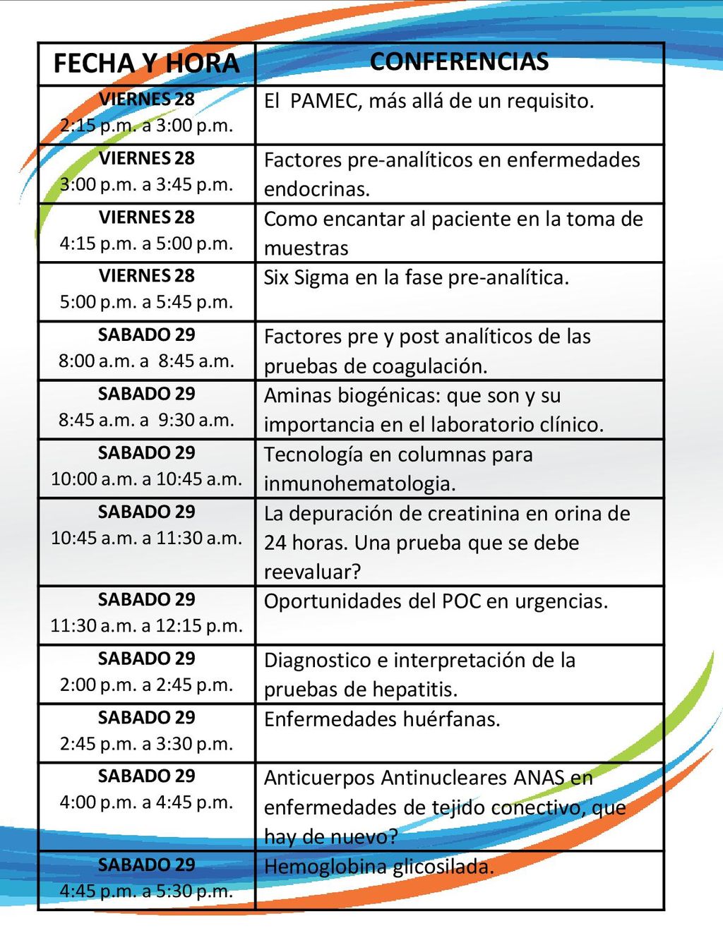 FECHA Y HORA CONFERENCIAS El PAMEC, más allá de un requisito.