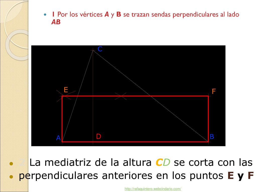 2 La mediatriz de la altura CD se corta con las