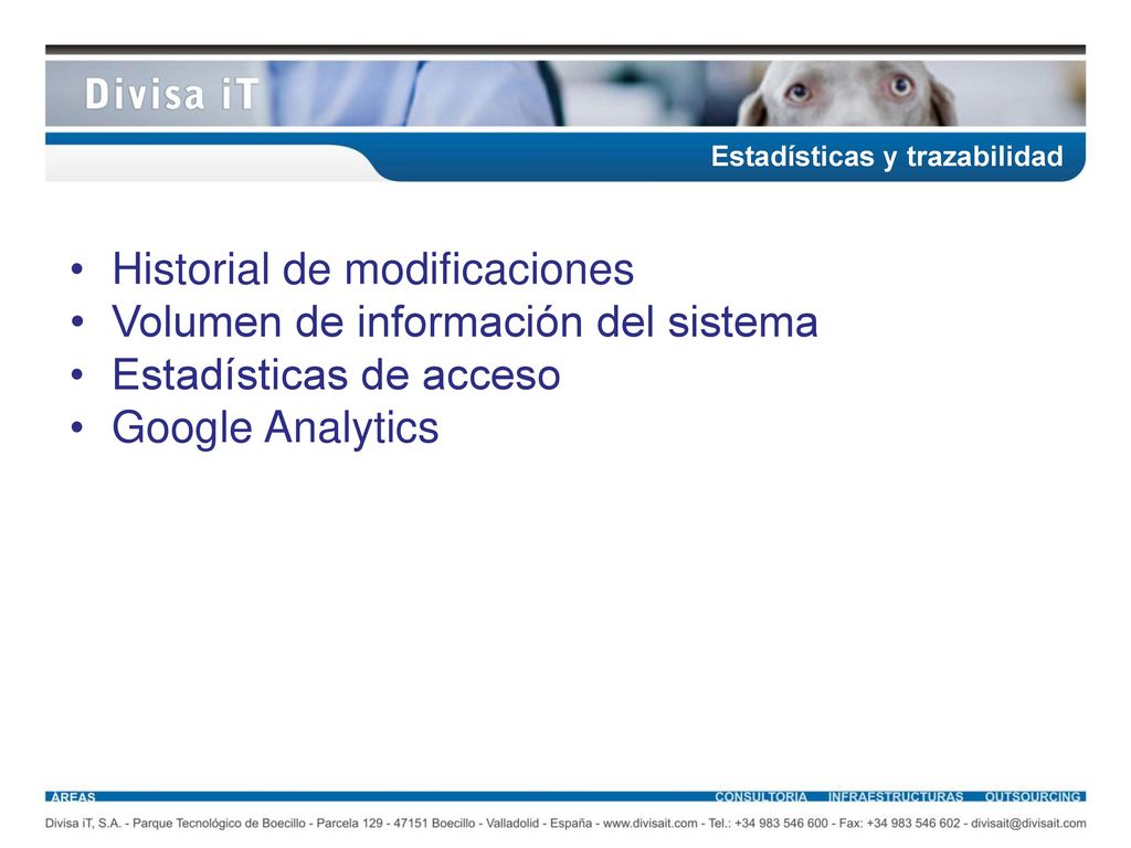 Historial de modificaciones Volumen de información del sistema