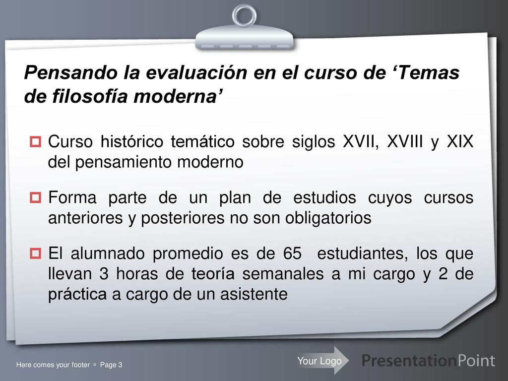 Pensando la evaluación en el curso de ‘Temas de filosofía moderna’