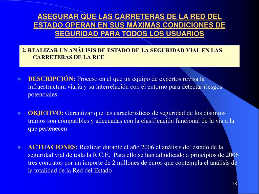 ASEGURAR QUE LAS CARRETERAS DE LA RED DEL ESTADO OPERAN EN SUS MÁXIMAS CONDICIONES DE SEGURIDAD PARA TODOS LOS USUARIOS