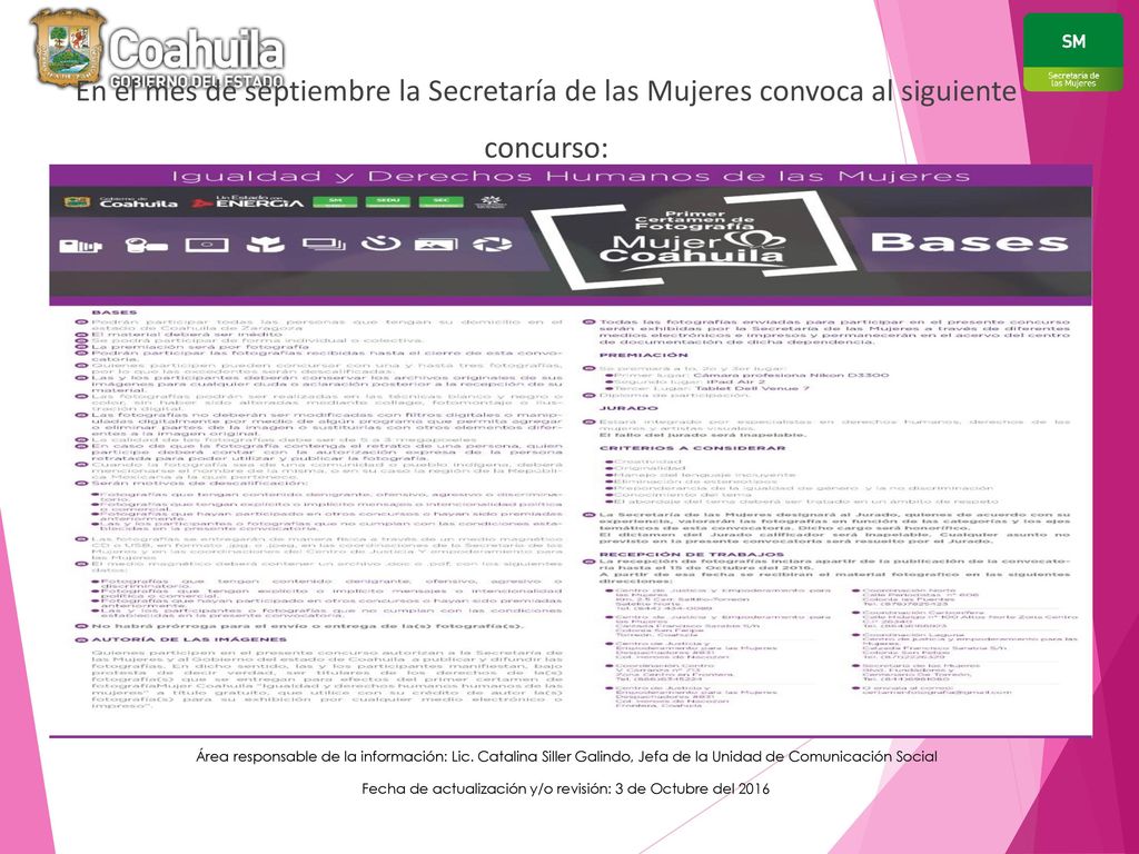 Fecha de actualización y/o revisión: 3 de Octubre del 2016