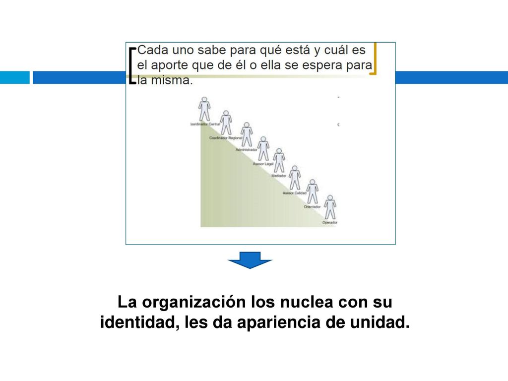 La organización los nuclea con su identidad, les da apariencia de unidad.