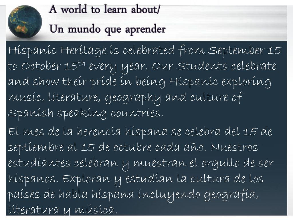 A world to learn about/ Un mundo que aprender