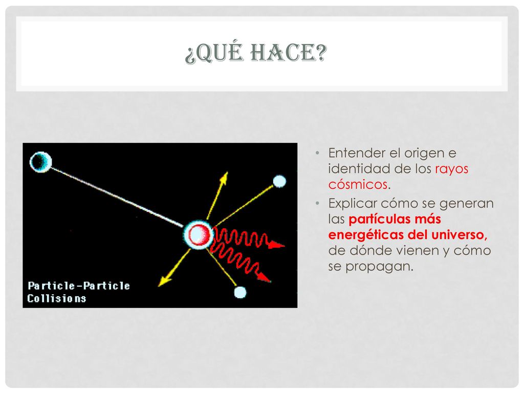 ¿Qué hace Entender el origen e identidad de los rayos cósmicos.