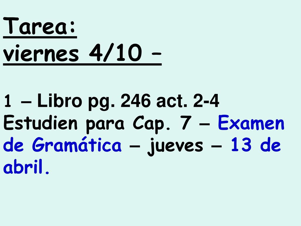 Tarea: viernes 4/10 – 1 – Libro pg. 246 act