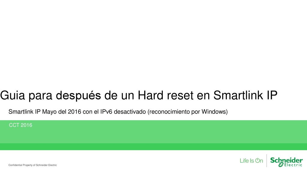 Guia para después de un Hard reset en Smartlink IP