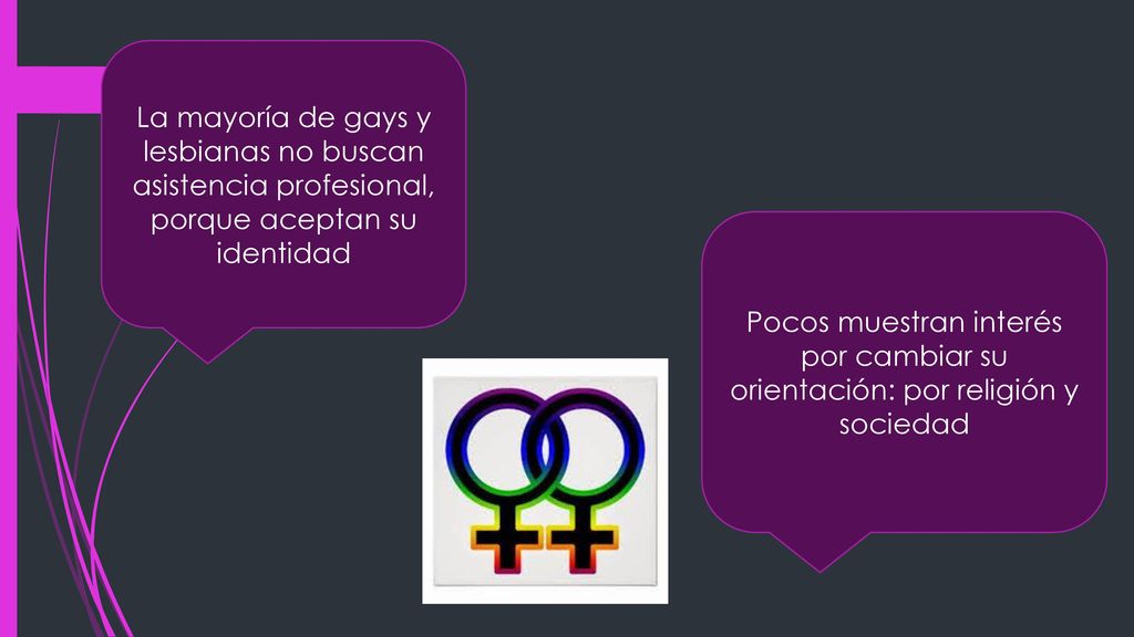 La mayoría de gays y lesbianas no buscan asistencia profesional, porque aceptan su identidad