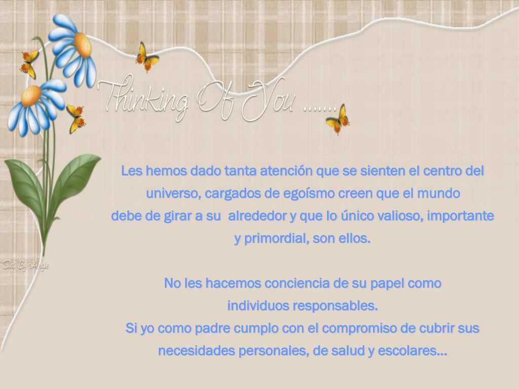 No les hacemos conciencia de su papel como individuos responsables.