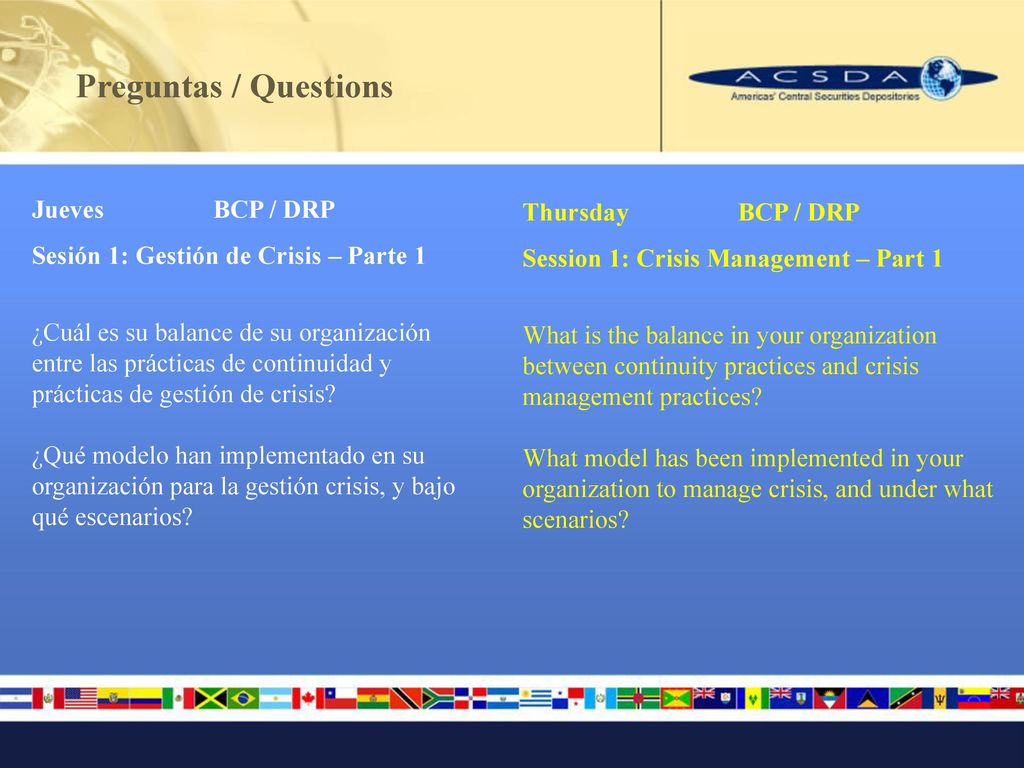 Preguntas / Questions Jueves BCP / DRP Thursday BCP / DRP