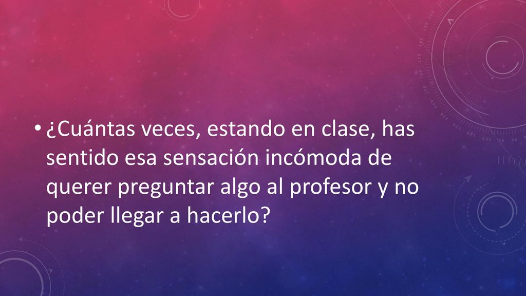 ¿Cuántas veces, estando en clase, has sentido esa sensación incómoda de querer preguntar algo al profesor y no poder llegar a hacerlo