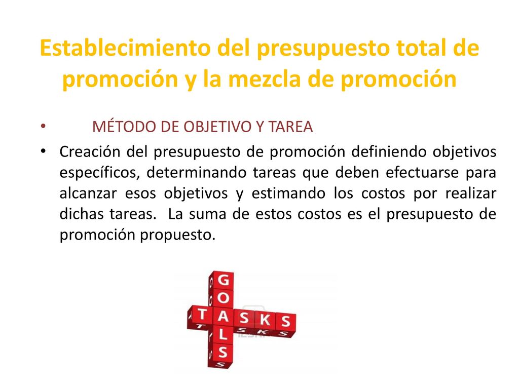 Establecimiento del presupuesto total de promoción y la mezcla de promoción