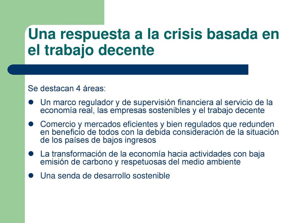 Una respuesta a la crisis basada en el trabajo decente