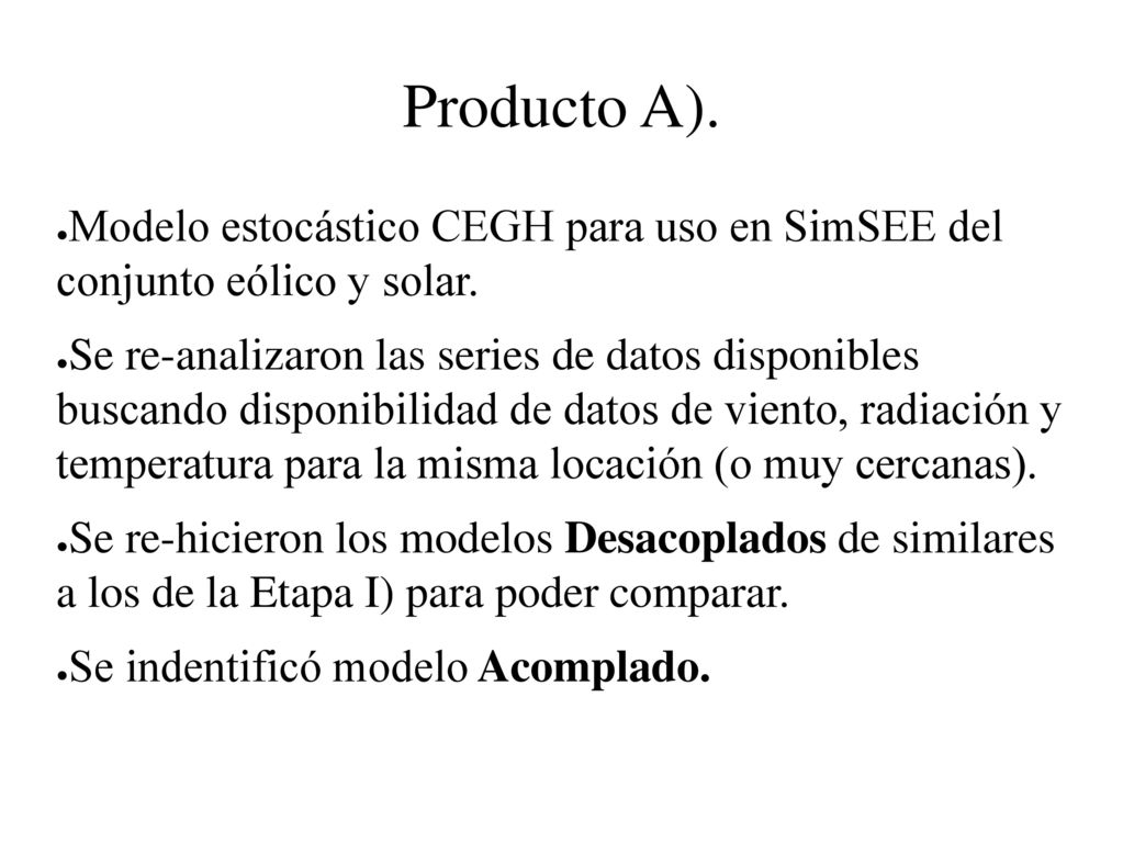 Producto A). Modelo estocástico CEGH para uso en SimSEE del conjunto eólico y solar.