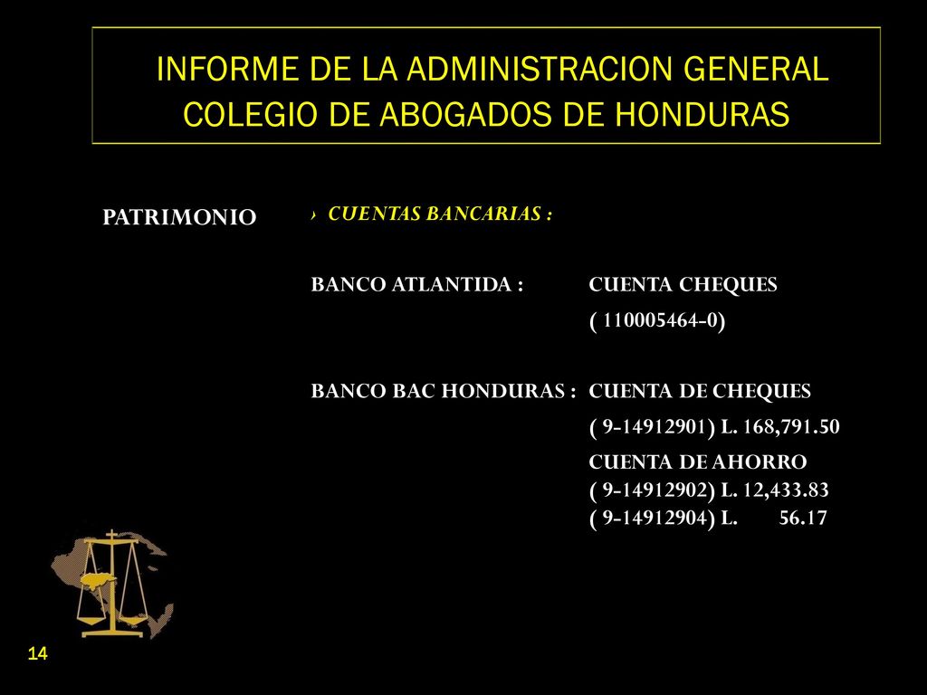 INFORME DE LA ADMINISTRACION GENERAL COLEGIO DE ABOGADOS DE HONDURAS