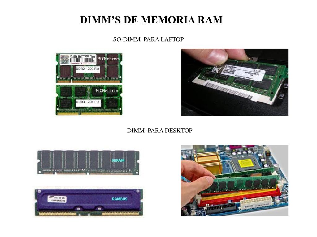 DIMM’S DE MEMORIA RAM SO-DIMM PARA LAPTOP DIMM PARA DESKTOP