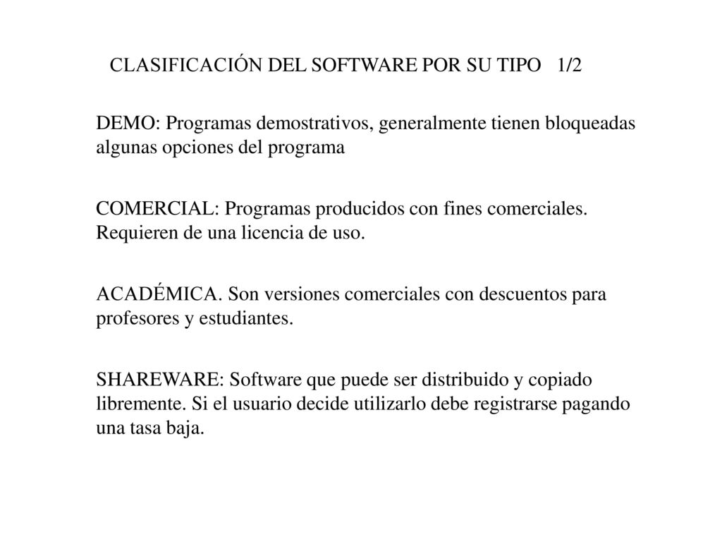CLASIFICACIÓN DEL SOFTWARE POR SU TIPO 1/2
