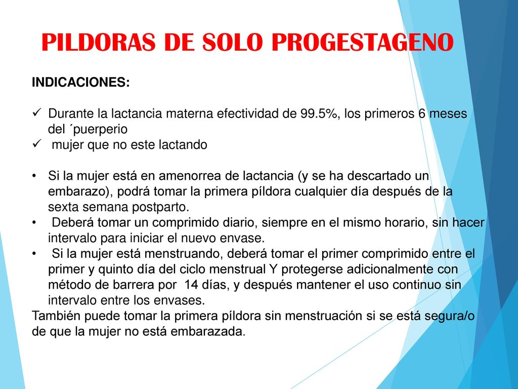 PILDORAS DE SOLO PROGESTAGENO
