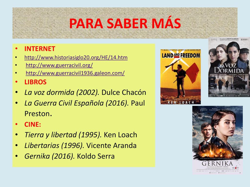 PARA SABER MÁS La voz dormida (2002). Dulce Chacón