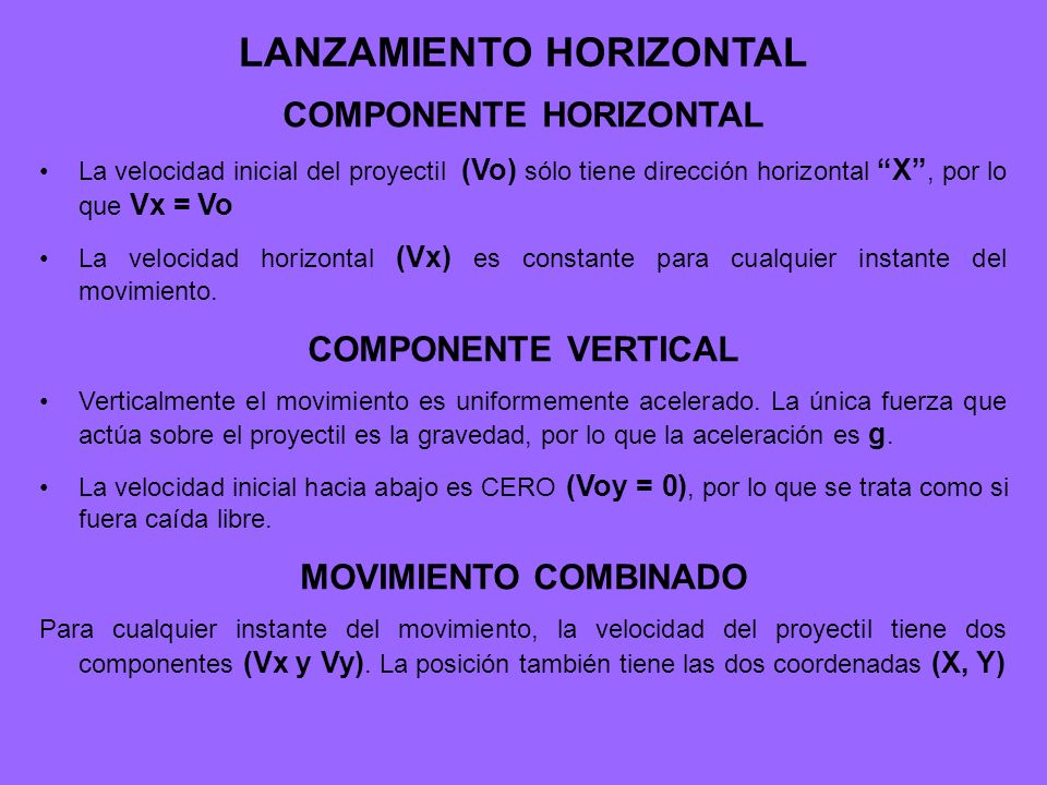 LANZAMIENTO HORIZONTAL COMPONENTE HORIZONTAL