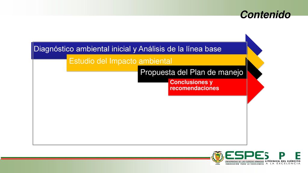 Contenido Diagnóstico ambiental inicial y Análisis de la línea base