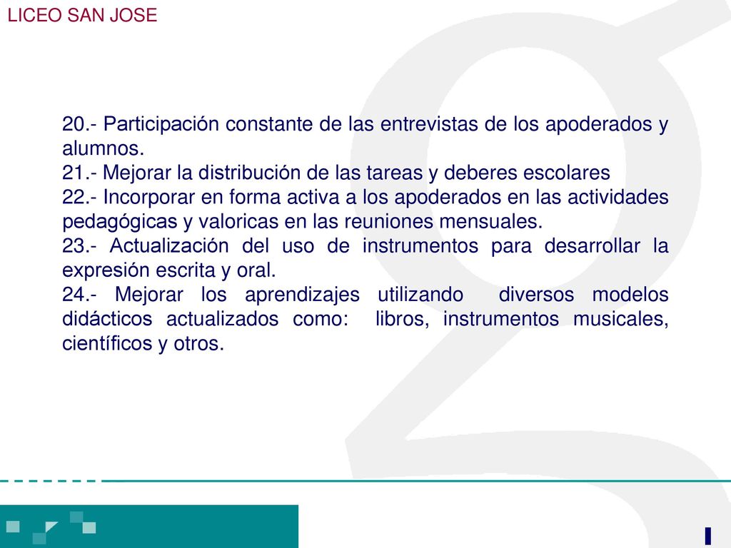 21.- Mejorar la distribución de las tareas y deberes escolares