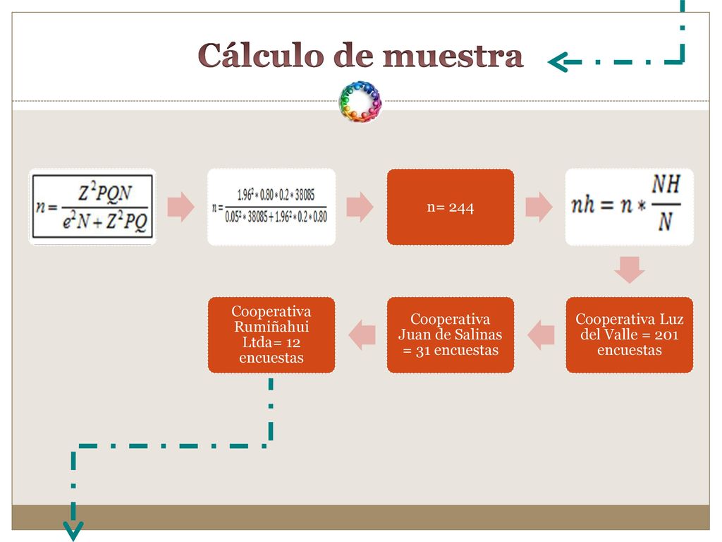 Cálculo de muestra n= 244 Cooperativa Luz del Valle = 201 encuestas