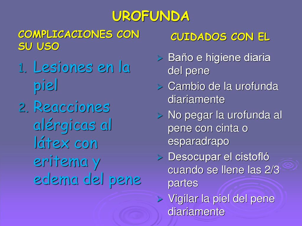Reacciones alérgicas al látex con eritema y edema del pene