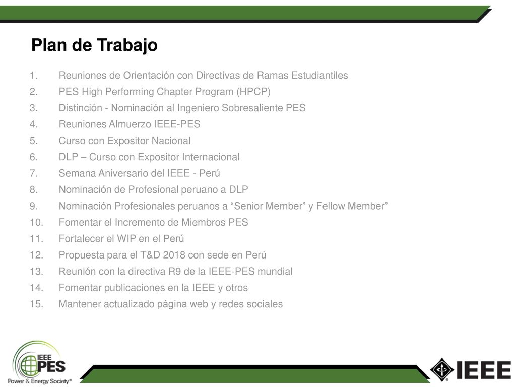 Plan de Trabajo Reuniones de Orientación con Directivas de Ramas Estudiantiles. PES High Performing Chapter Program (HPCP)