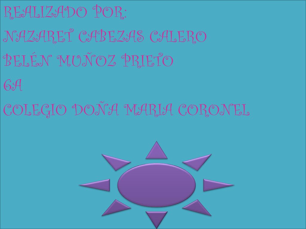 REALIZADO POR: NAZARET CABEZAS CALERO BELÉN MUÑOZ PRIETO 6A COLEGIO DOÑA MARIA CORONEL