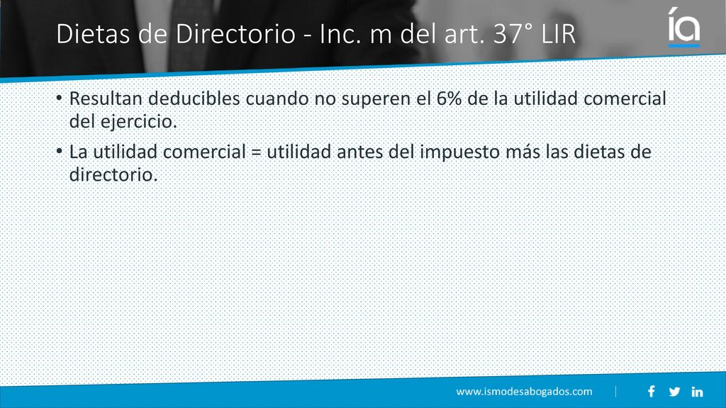 Dietas de Directorio - Inc. m del art. 37° LIR
