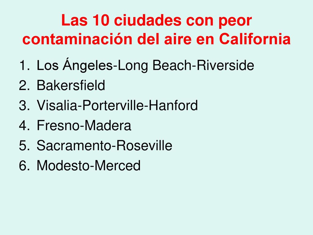 Las 10 ciudades con peor contaminación del aire en California