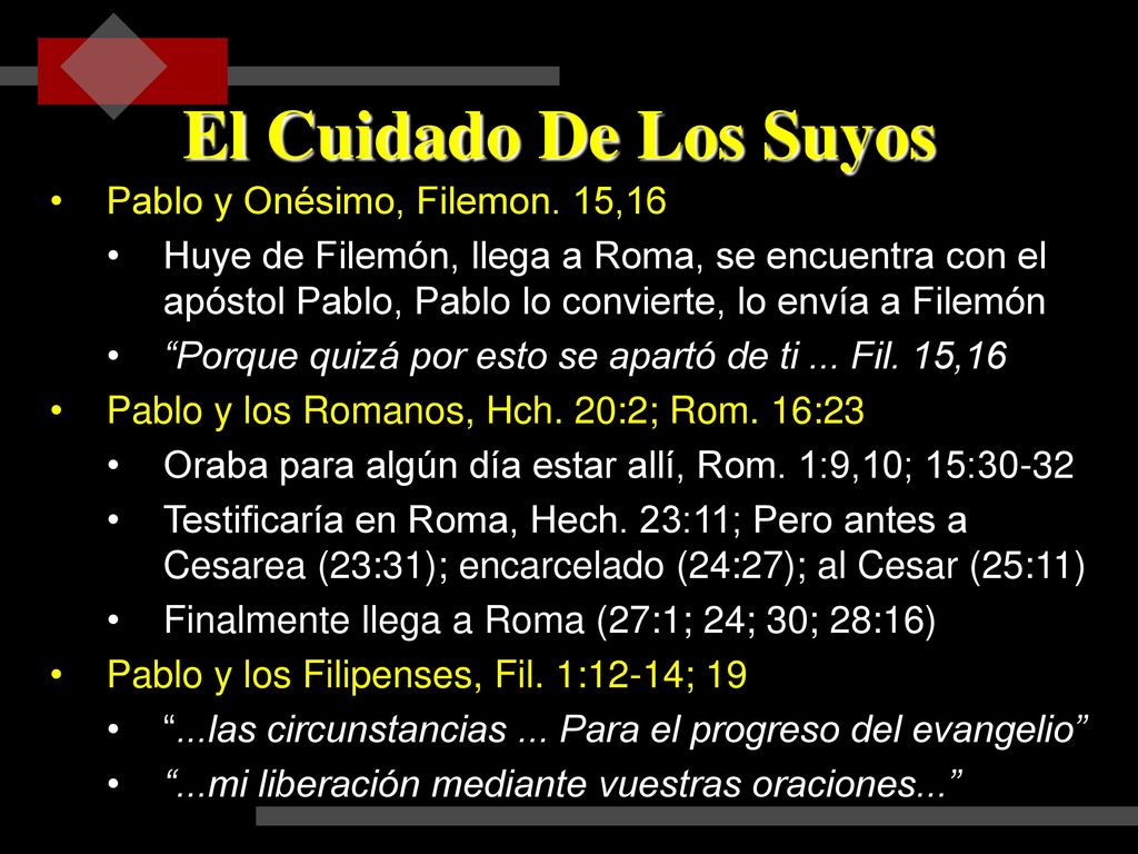 El Cuidado De Los Suyos Pablo y Onésimo, Filemon. 15,16