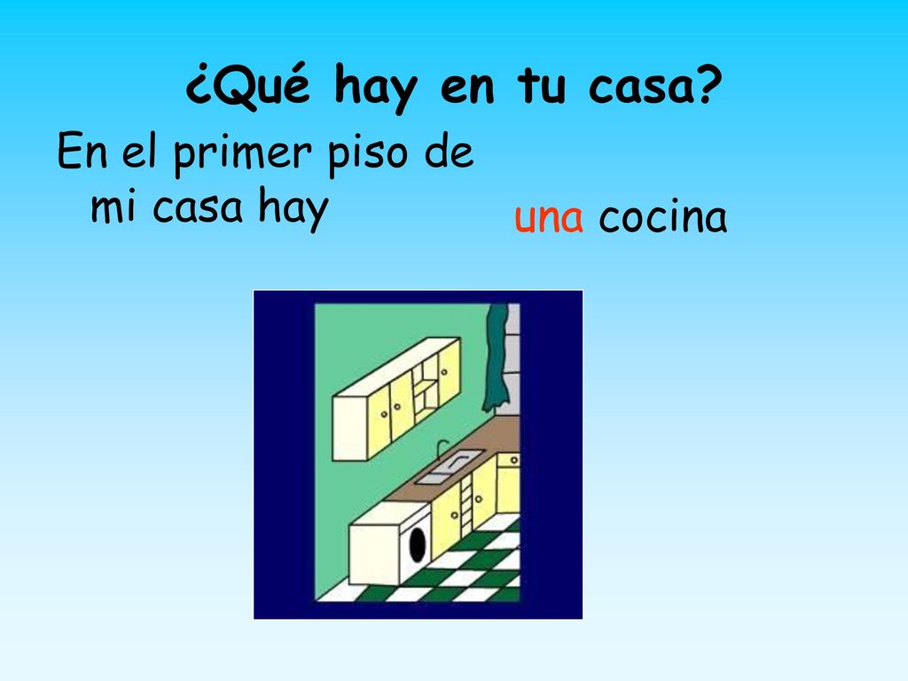 ¿Qué hay en tu casa En el primer piso de mi casa hay una cocina