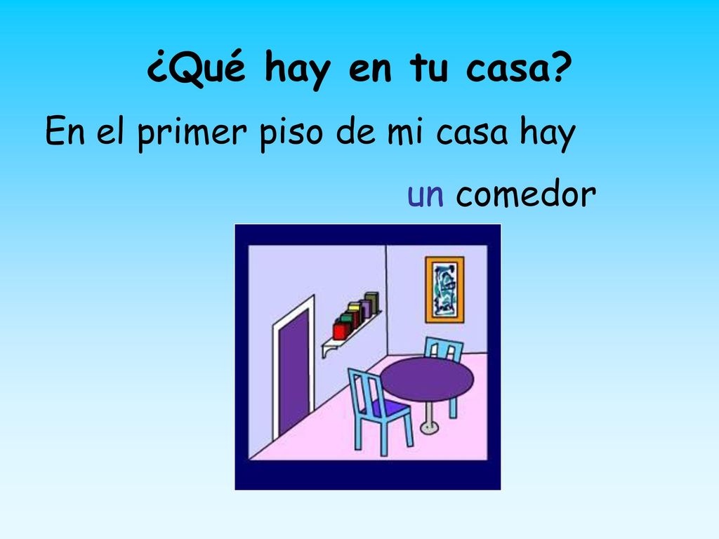 ¿Qué hay en tu casa En el primer piso de mi casa hay un comedor
