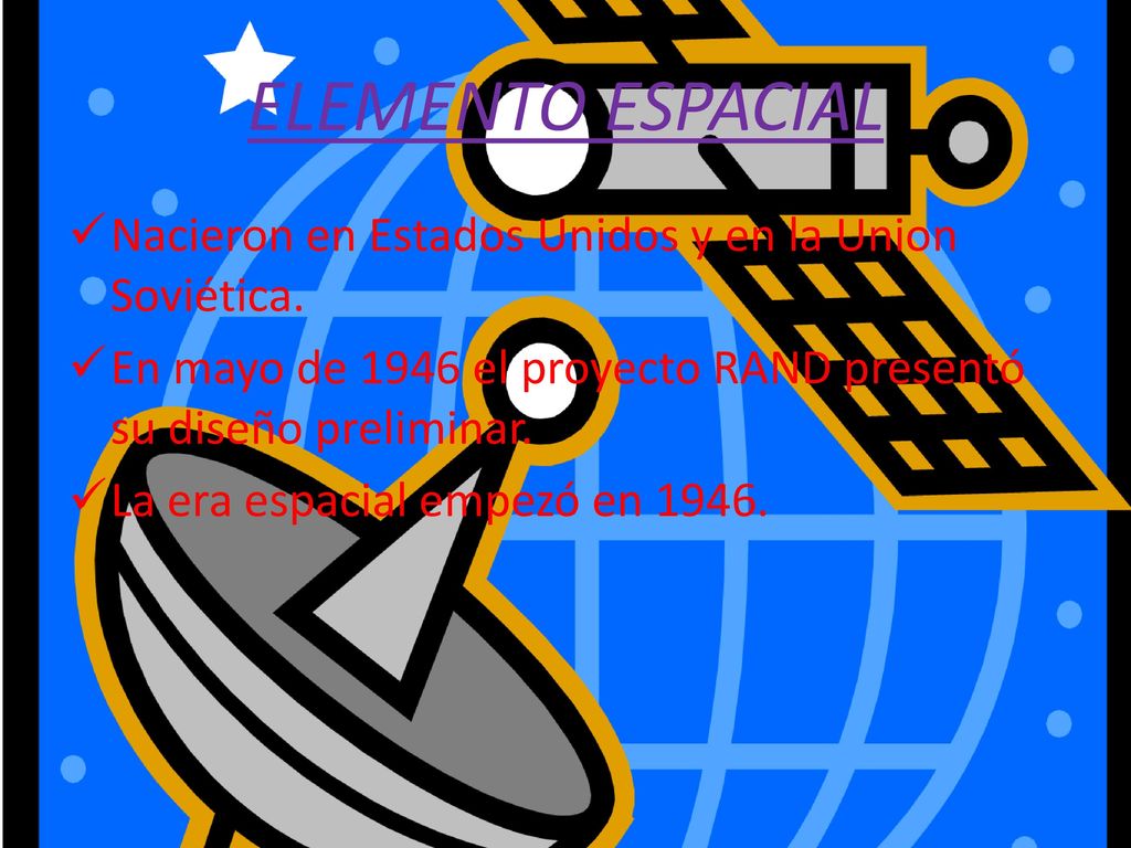 ELEMENTO ESPACIAL Nacieron en Estados Unidos y en la Union Soviética.