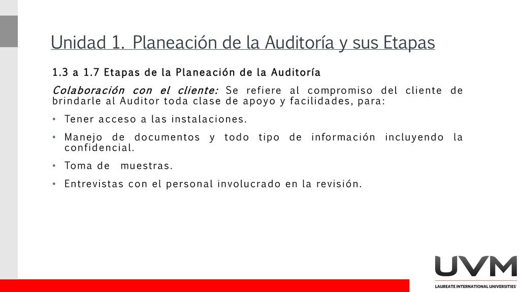 Unidad 1. Planeación de la Auditoría y sus Etapas