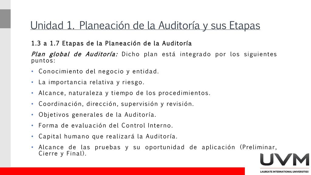 Unidad 1. Planeación de la Auditoría y sus Etapas