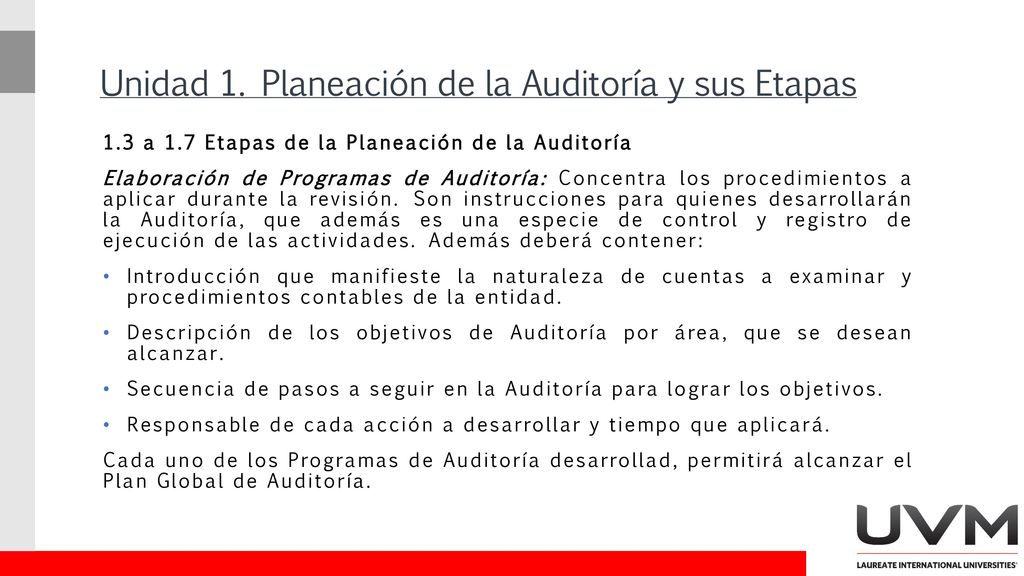 Unidad 1. Planeación de la Auditoría y sus Etapas