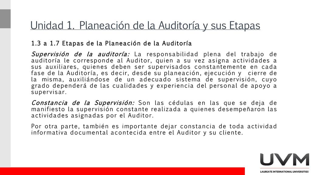Unidad 1. Planeación de la Auditoría y sus Etapas
