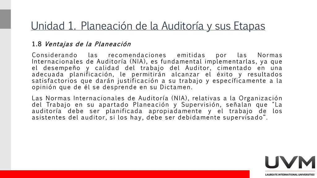 Unidad 1. Planeación de la Auditoría y sus Etapas