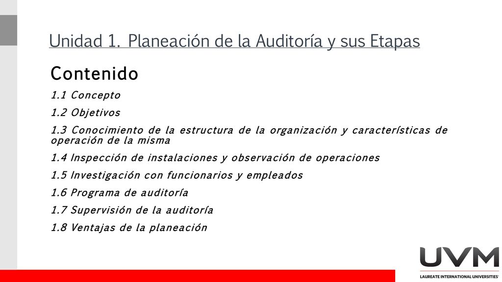 Unidad 1. Planeación de la Auditoría y sus Etapas