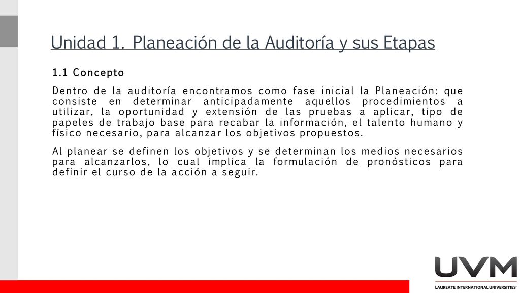 Unidad 1. Planeación de la Auditoría y sus Etapas